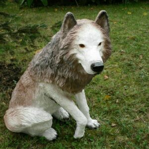 Sitzende Wolf Dekofigur für den Garten, 69 cm hoch 2
