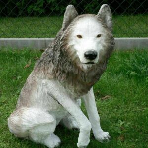 Sitzende Wolf Dekofigur für den Garten, 69 cm hoch 4
