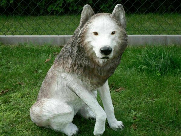 Gartendekofigur sitzender Wolf, 69 cm hoch 9