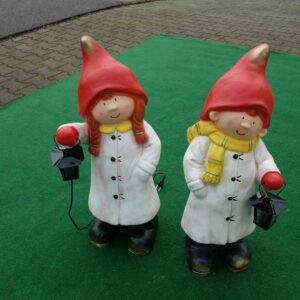 Beleuchtete Weihnachtsdeko Dänisches Paar mit Laterne, 68cm 3