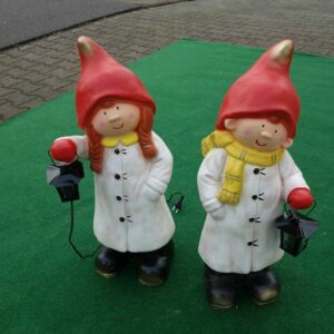 Beleuchtete Weihnachtsdeko Dänisches Paar mit Laterne, 68cm 1