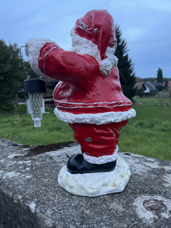 Nikolaus Gartenfigur mit Solarlampe und Skiern, 40 cm hoch 7