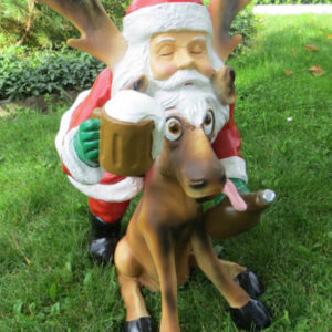 Garten Weihnachtsmann mit Rudolf Rentier, 60 cm hoch
