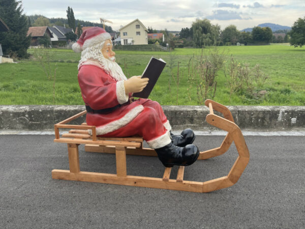 Weihnachtsmann auf dem Schlitten, mit Buch, 130 cm lang 3