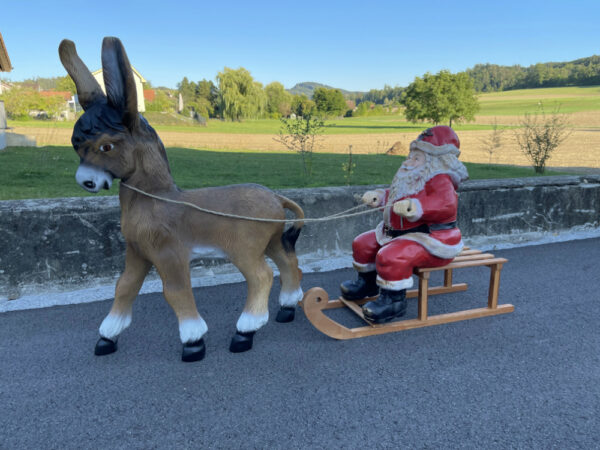 Samichlaus mit Esel und Schlitten, 140 cm lang