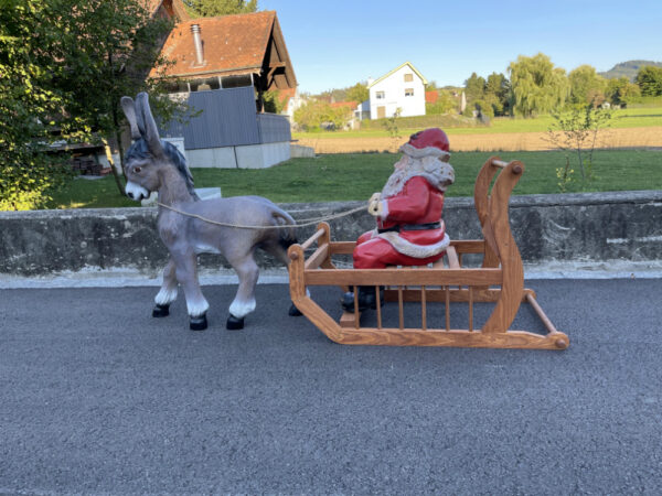 Esel und Samichlaus auf Schlitten, 150 cm lang 3