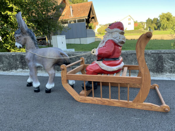 Esel und Samichlaus auf Schlitten, 150 cm lang 4