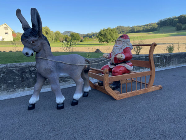 Esel und Samichlaus auf Schlitten, 150 cm lang 2