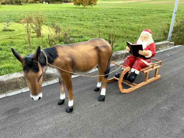 XXL Samichlaus mit Esel lebensgross und Schlitten, 290 cm lang 5