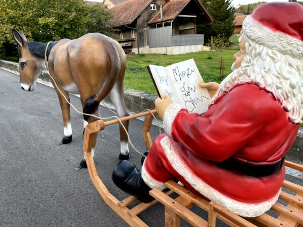 XXL Samichlaus mit Esel lebensgross und Schlitten, 290 cm lang 10