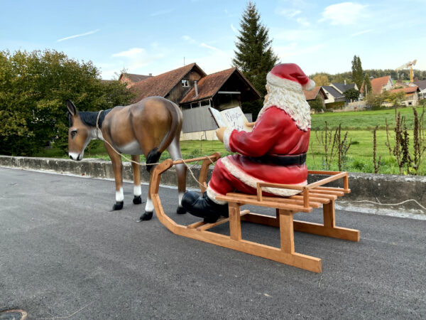 XXL Samichlaus mit Esel lebensgross und Schlitten, 290 cm lang 9