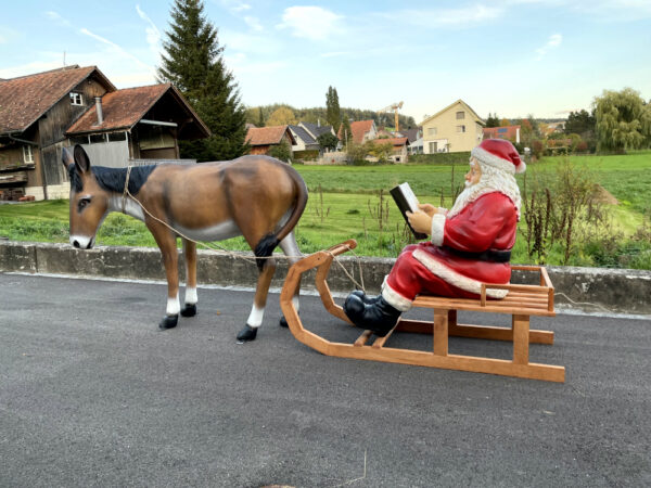 XXL Samichlaus mit Esel lebensgross und Schlitten, 290 cm lang 8