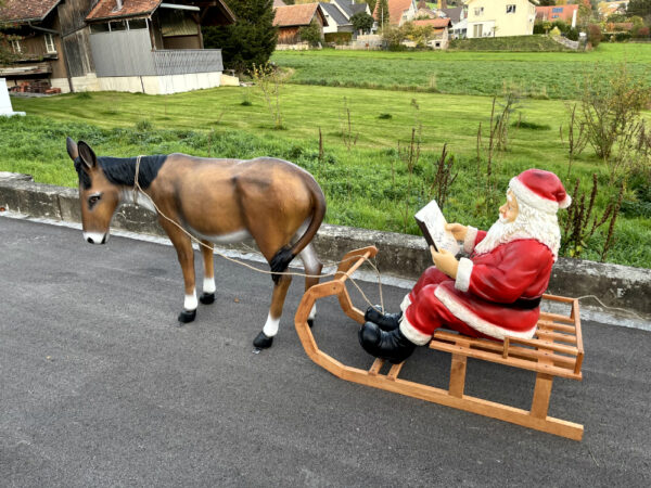 XXL Samichlaus mit Esel lebensgross und Schlitten, 290 cm lang 7