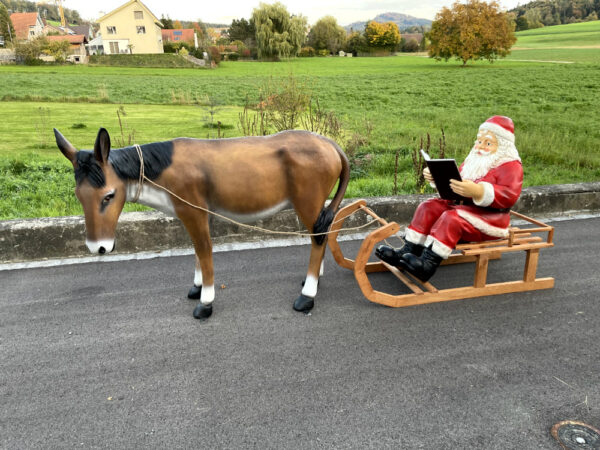 XXL Samichlaus mit Esel lebensgross und Schlitten, 290 cm lang 6