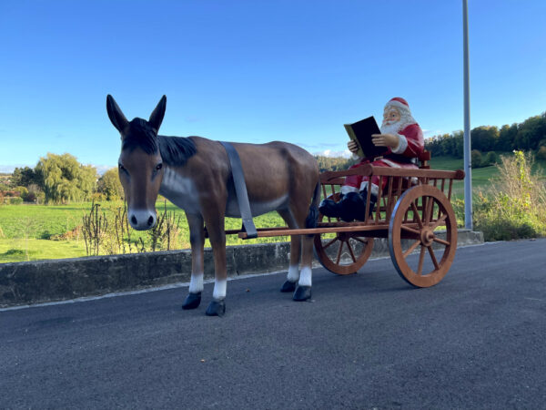 Samichlaus mit Esel und Wagen, liest Buch, 260 cm lang