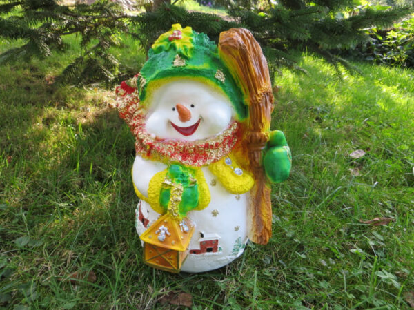 Lustiger Schneemann mit Besen als Weihnachtsdeko, 40 cm hoch 2