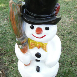 Deko Schneemann für draussen mit Besen und Zylinder, 40 cm hoch