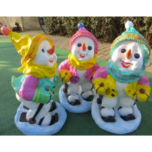 Schneemann Deko Figuren mit Ski, 50 cm hoch