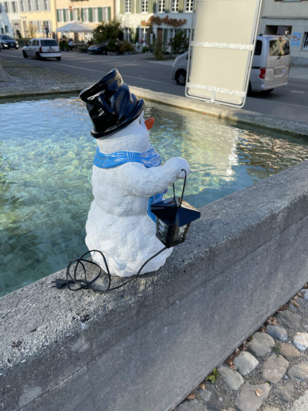 Weihnachtsbeleuchtung aussen Schneemann mit Topfhut, 50 cm 5