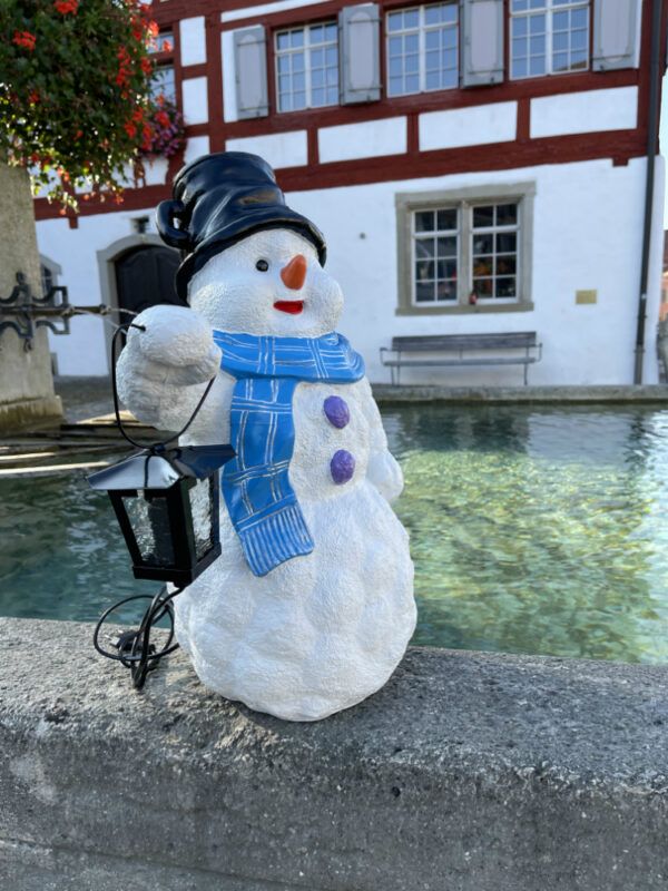 Weihnachtsbeleuchtung aussen Schneemann mit Topfhut, 50 cm 4