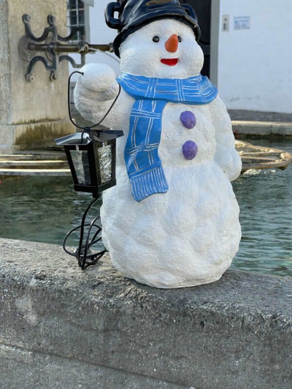 Weihnachtsdeko Schneemann LED Solarlampe, mit Topfhut, 50cm 9