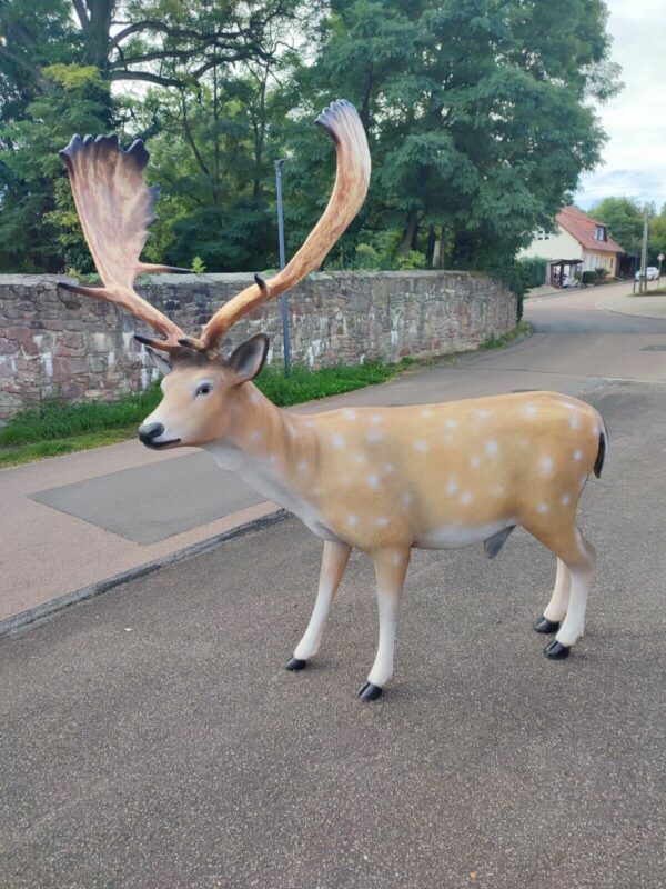 Damhirsch XXL lebensgross Weihnachtsdeko Garten, 175 cm lang 2