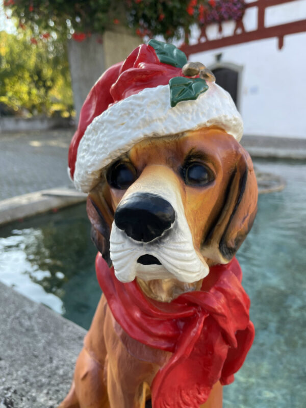 Weihnachtsfigur Deko Hund mit Nikolausmütze, 45 cm hoch 7