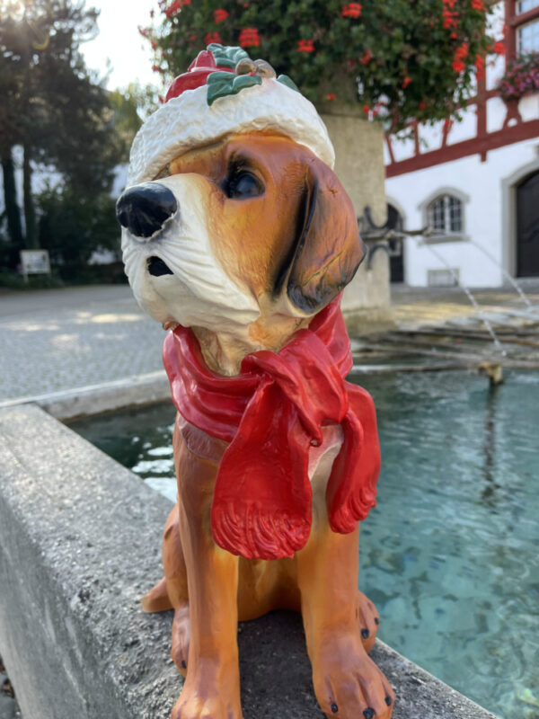 Weihnachtsfigur Deko Hund mit Nikolausmütze, 45 cm hoch 4