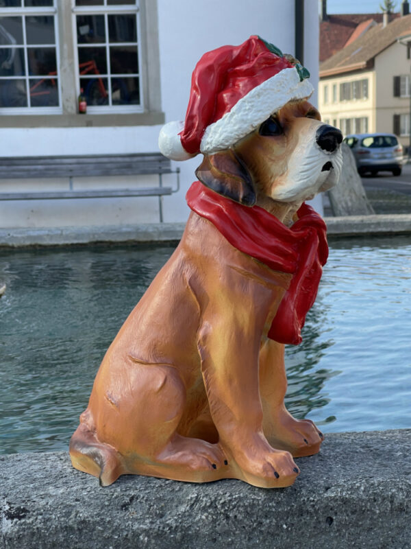 Weihnachtsfigur Deko Hund mit Nikolausmütze, 45 cm hoch 8