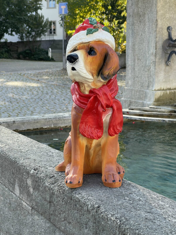 Weihnachtsfigur Deko Hund mit Nikolausmütze, 45 cm hoch 5