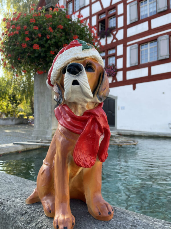 Weihnachtsfigur Deko Hund mit Nikolausmütze, 45 cm hoch 6
