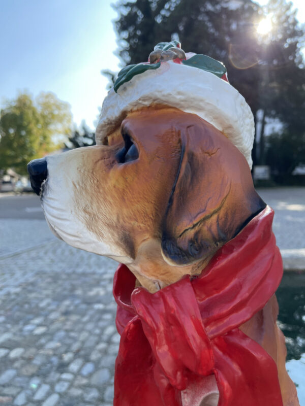 Weihnachtsfigur Deko Hund mit Nikolausmütze, 45 cm hoch 3
