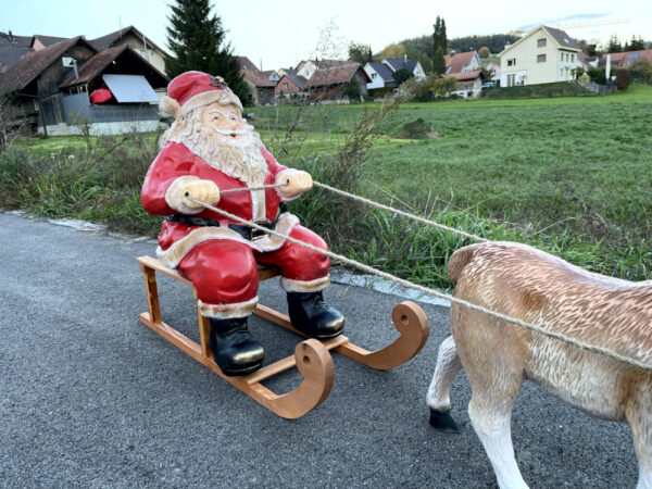 Rentier mit Schlitten und Weihnachtsmann beleuchtet, 130 cm 9