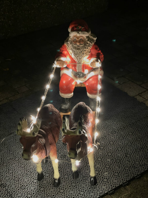 2 Rentiere mit Schlitten LED und Weihnachtsmann, 130 cm lang 11