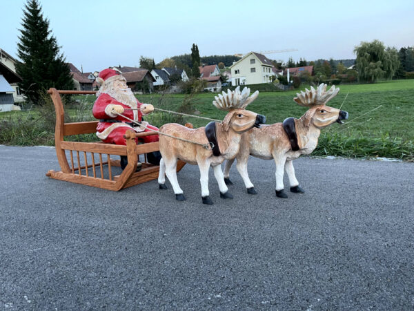 Weihnachtsschlitten mit Rentieren und Nikolaus, 160 cm lang 3