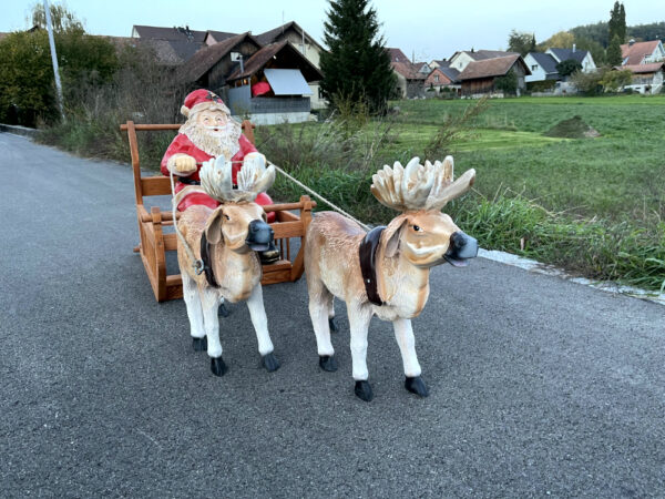 Weihnachtsschlitten mit Rentieren und Nikolaus, 160 cm lang 5