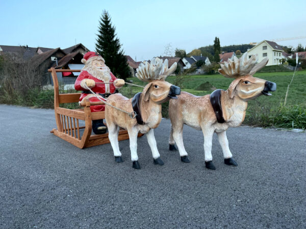 Weihnachtsschlitten mit Rentieren und Nikolaus, 160 cm lang 4