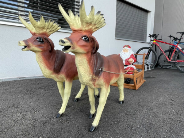 Weihnachtsschlitten mit Rentieren und Nikolaus, 160 cm lang 6