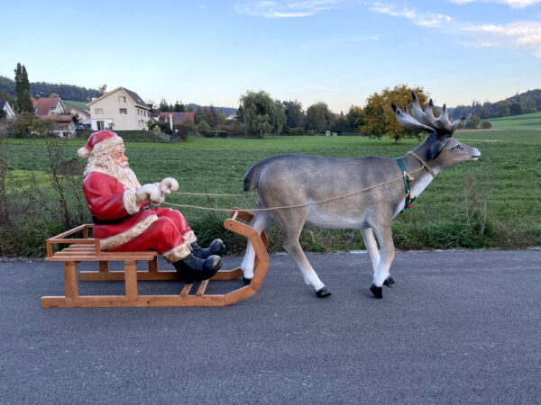 Weihnachtsmann mit Rentierschlitten, 280 cm lang 3