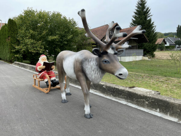 XXL Rentier mit Schlitten und Weihnachtsmann, 3.5 Meter lang 2