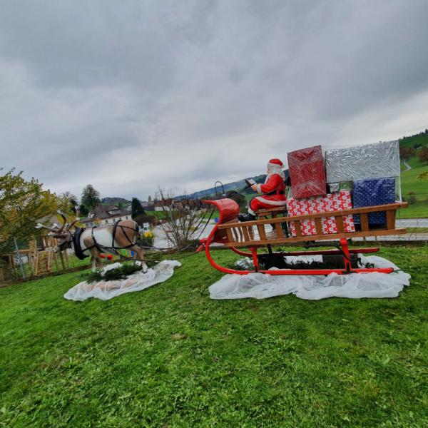 XXL Rentier mit Schlitten und Weihnachtsmann, 3.5 Meter lang 11