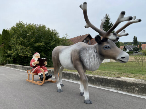 XXL Rentier mit Schlitten und Weihnachtsmann, 3.5 Meter lang 5