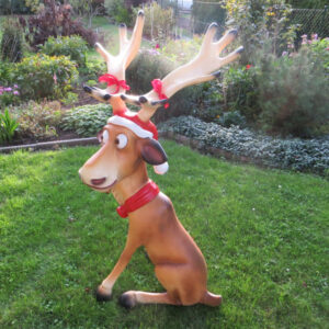 Grosse Rudolf Rentier Weihnachtsdeko, sitzend, 140 cm hoch 6