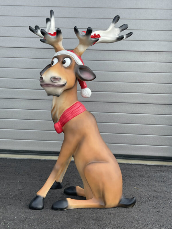 Grosse Rudolf Rentier Weihnachtsdeko, sitzend, 140 cm hoch 2