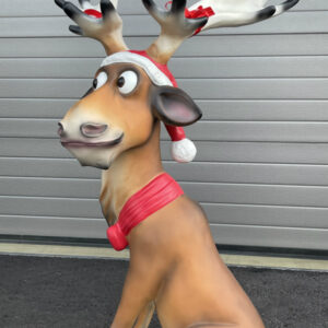 Grosse Rudolf Rentier Weihnachtsdeko, sitzend, 140 cm hoch 2