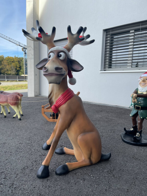 Grosse Rudolf Rentier Weihnachtsdeko, sitzend, 140 cm hoch 6