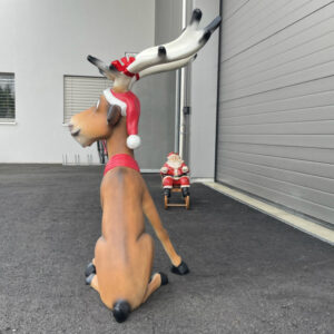 Grosse Rudolf Rentier Weihnachtsdeko, sitzend, 140 cm hoch 4