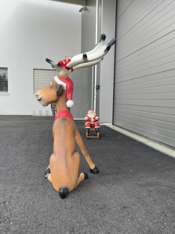 Grosse Rudolf Rentier Weihnachtsdeko, sitzend, 140 cm hoch 5