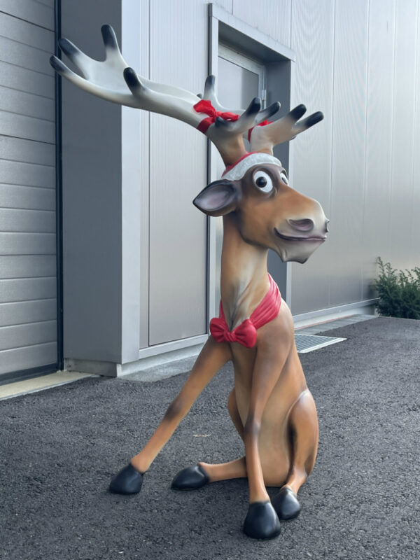 Grosse Rudolf Rentier Weihnachtsdeko, sitzend, 140 cm hoch 4