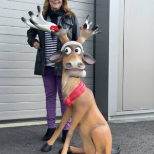 Grosse Rudolf Rentier Weihnachtsdeko, sitzend, 140 cm hoch